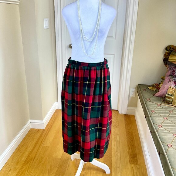Blassport Dresses & Skirts - Blassport Skirt Wool Plaid Vintage Red Green Multi Pockets (12)